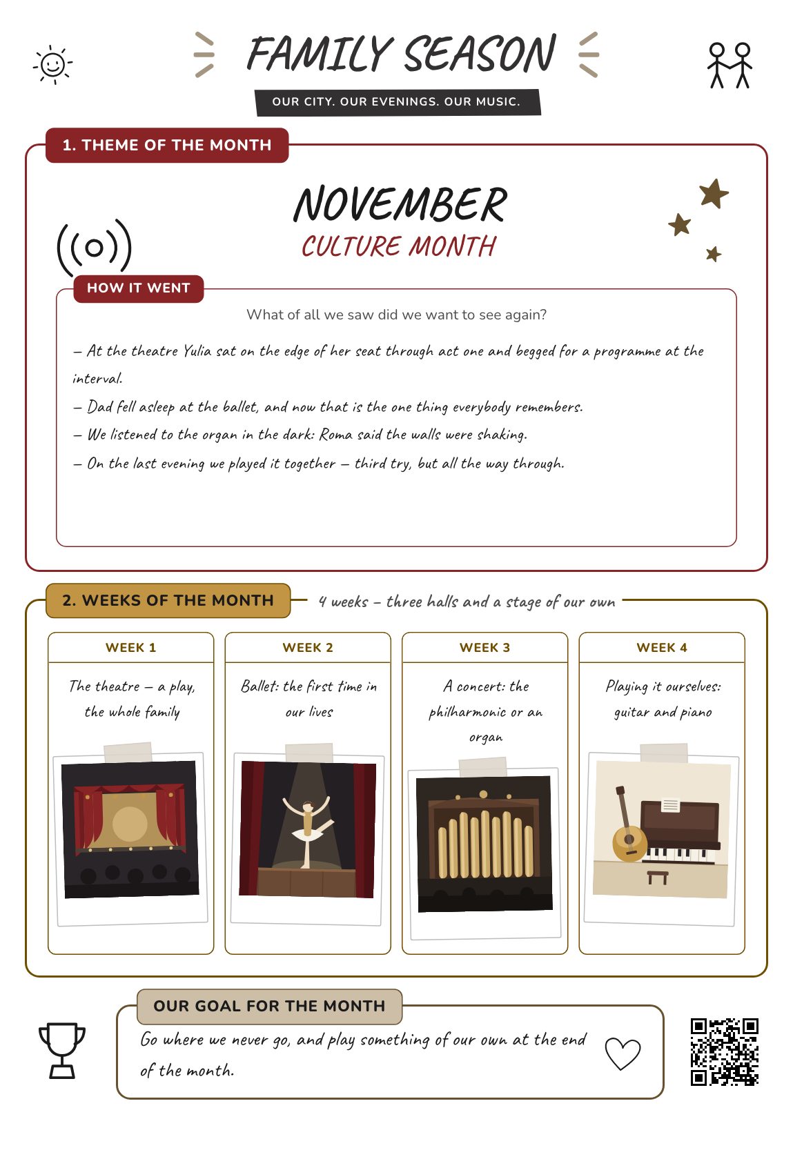 Culture Month — a family plan for the month, a printable A4 poster