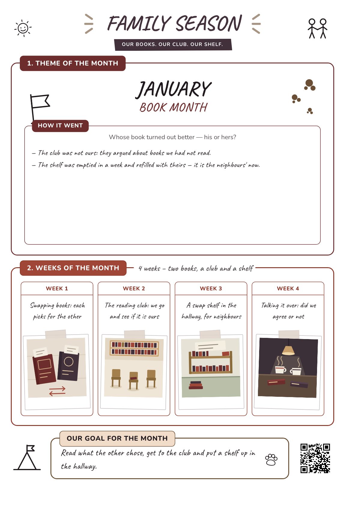 Book Month — a family plan for the month, a printable A4 poster